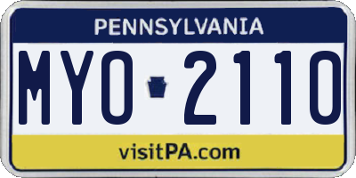 PA license plate MYO2110