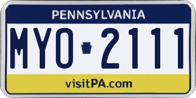 PA license plate MYO2111