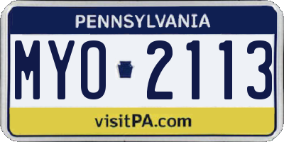 PA license plate MYO2113