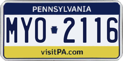 PA license plate MYO2116