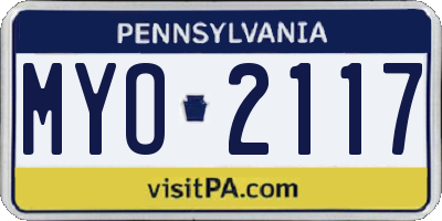 PA license plate MYO2117