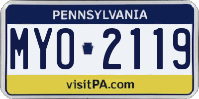 PA license plate MYO2119