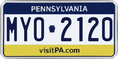 PA license plate MYO2120