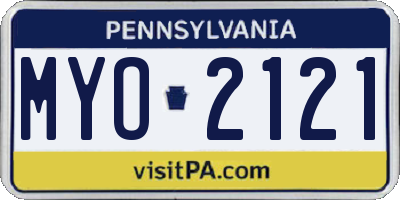 PA license plate MYO2121