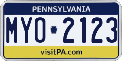 PA license plate MYO2123