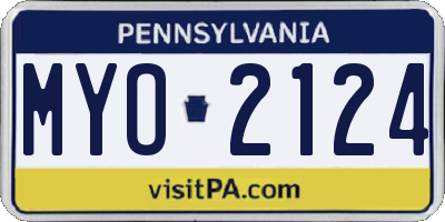 PA license plate MYO2124