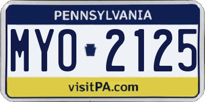PA license plate MYO2125