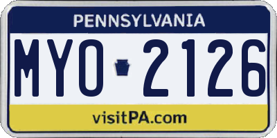 PA license plate MYO2126