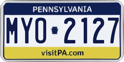 PA license plate MYO2127