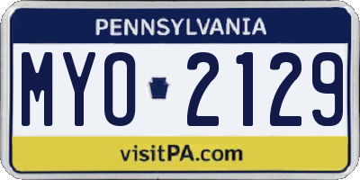 PA license plate MYO2129