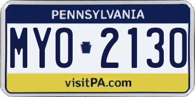 PA license plate MYO2130