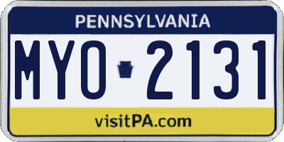 PA license plate MYO2131