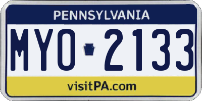 PA license plate MYO2133