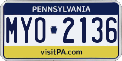 PA license plate MYO2136