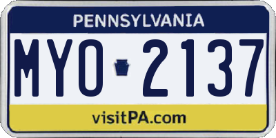 PA license plate MYO2137