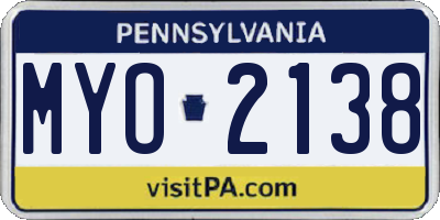 PA license plate MYO2138