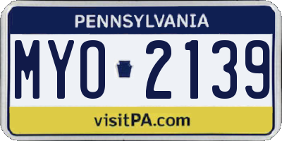 PA license plate MYO2139