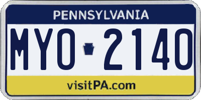 PA license plate MYO2140