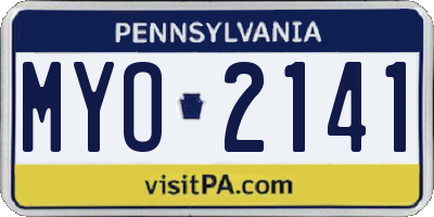 PA license plate MYO2141