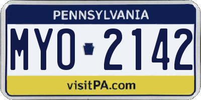 PA license plate MYO2142