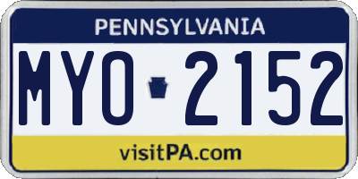 PA license plate MYO2152