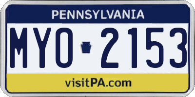 PA license plate MYO2153