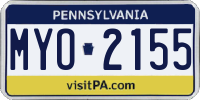 PA license plate MYO2155