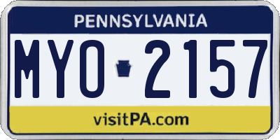 PA license plate MYO2157