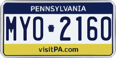 PA license plate MYO2160