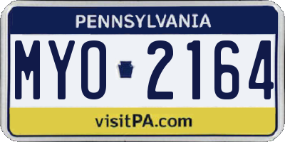 PA license plate MYO2164