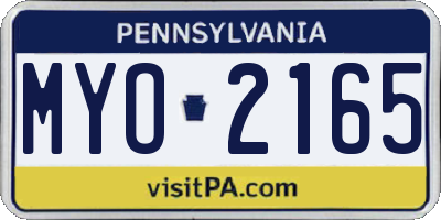 PA license plate MYO2165