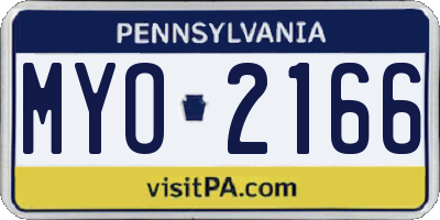 PA license plate MYO2166