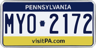 PA license plate MYO2172