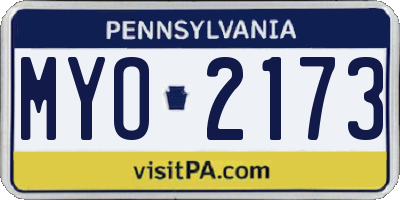 PA license plate MYO2173