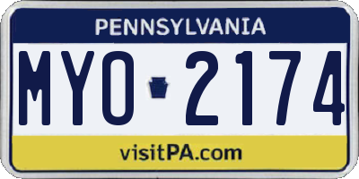 PA license plate MYO2174
