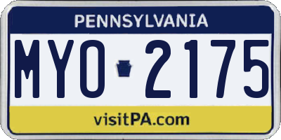 PA license plate MYO2175