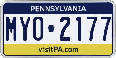 PA license plate MYO2177