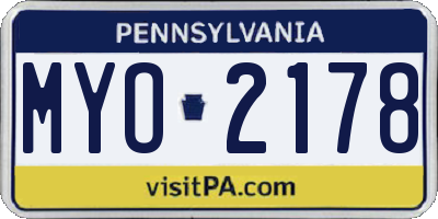 PA license plate MYO2178