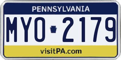 PA license plate MYO2179