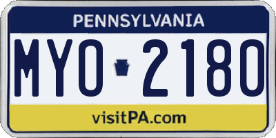 PA license plate MYO2180