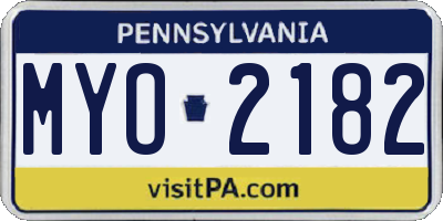 PA license plate MYO2182
