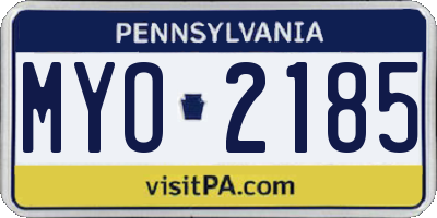 PA license plate MYO2185