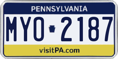PA license plate MYO2187