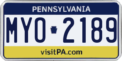 PA license plate MYO2189