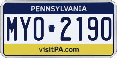 PA license plate MYO2190