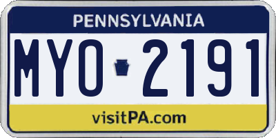 PA license plate MYO2191