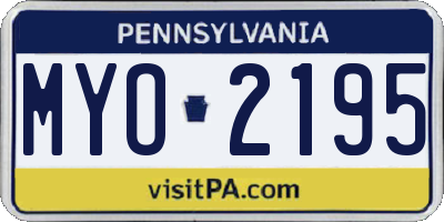 PA license plate MYO2195