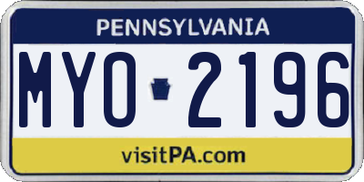 PA license plate MYO2196