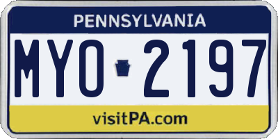 PA license plate MYO2197