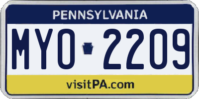 PA license plate MYO2209
